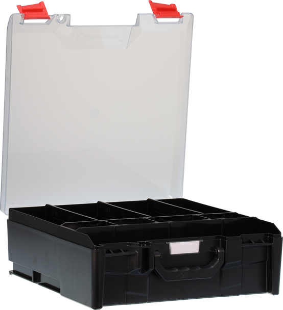 StorageTek STLC-BK Case Large Clear PC Lid c/w dividers-Black