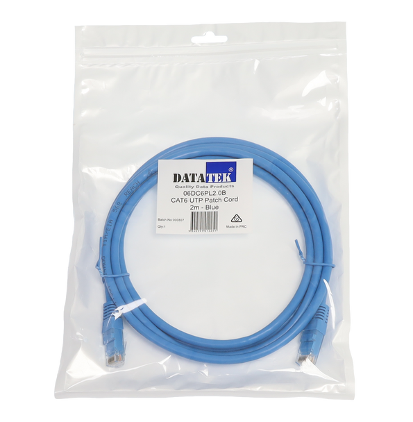 Datatek 2m CAT6 UTP patch lead blue RJ45 network cable