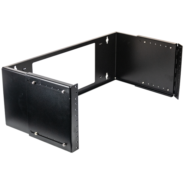 Datatek 4U open hinged wall frame bracket swung open for rear equipment access