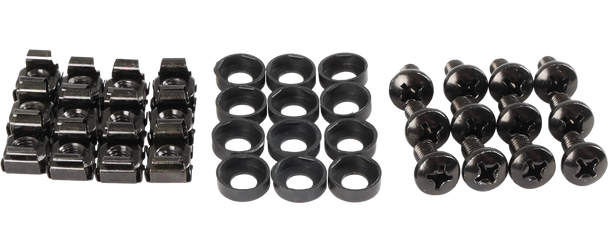 Datatek 12 pack of black cage nuts with plastic holders and screws for data cabinets