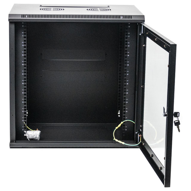 Open Datatek 24B12RW64 cabinet for networking equipment setup in medium-sized data centers