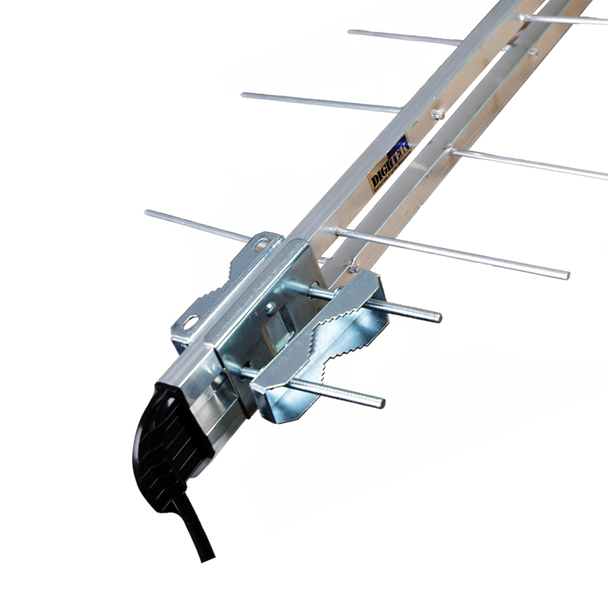 Silver Digitek UHF antenna with 960x360x60mm dimensions showing V-block U-bolt