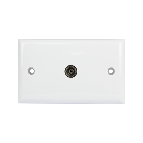 Digitek white wall plate with F-Type female rear and PAL female front connectors, flush-mount for FTA TV coaxial routing