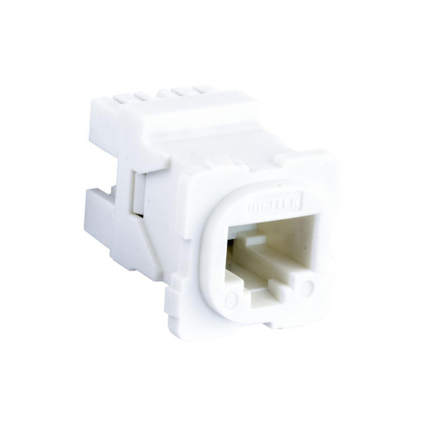 Digitek 05CRJ45C6 CAT6 RJ45 jack in white ABS plastic for Australian wall plates, 8P8C with T568A/B labels and clamp-down termination