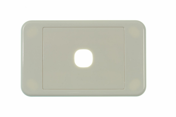 Front view of Digitek 1 gang wallplate white, no mechanism