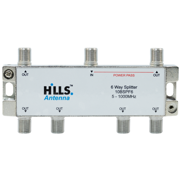 Hills Antenna 6-Way F-Type Splitter 10BSPF6 for fanning antenna signals to six TV zones Hills Antenna 6-Way F-Type Splitter 10BSPF6 for fanning antenna signals to six TV zones