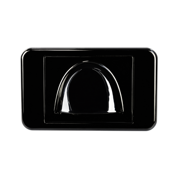 Detailed Digitek black ABS slim wallplate scoop showing 16.85mm depth and bristle insert for insect and dust defense Detailed Digitek black ABS slim wallplate scoop showing 16.85mm depth and bristle insert for insect and dust defense