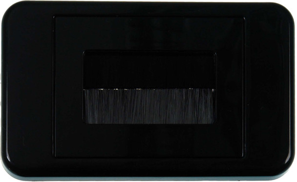 Digitek black flat media style wallplate with black bristle brushes, 53.00mm x 30mm aperture for cable pass-through Digitek black flat media style wallplate with black bristle brushes, 53.00mm x 30mm aperture for cable pass-through