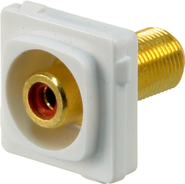 Digitek Recessed White RCA Female to F Female Insert - Red