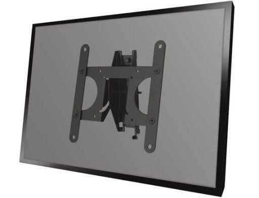 Sanus VTVS4-B2 wall mount with safety tab clicked securely holding small TV in place