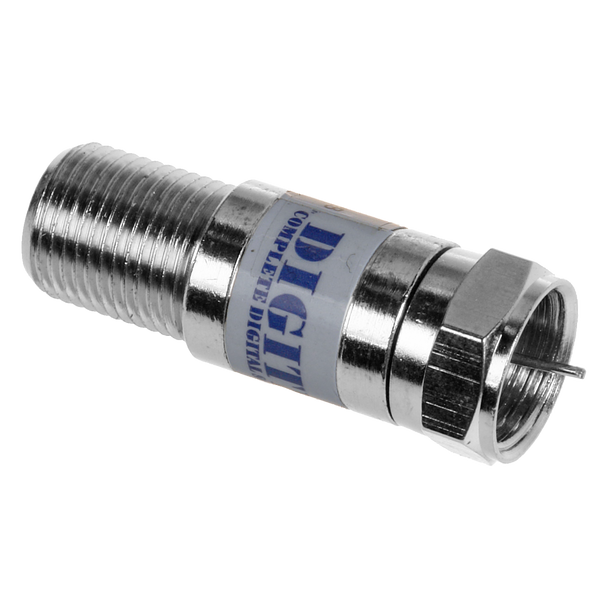 Digitek 20dB F-Type Attenuator in silver housing, F-Type Female to Male connector, ideal for TV and satellite signal control