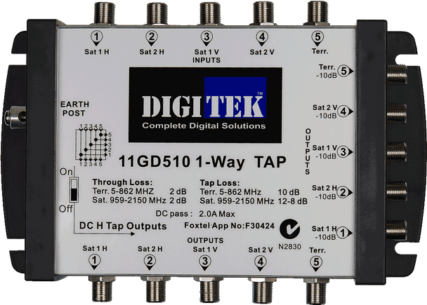 Digitek 11GD510 10dB TAP for small home AV setup distributing signals