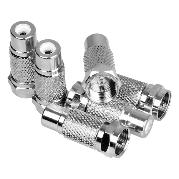 Group of Digitek RCA female to F male adaptor for efficient TV SAT AV connections