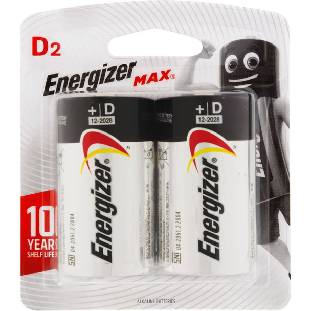 Energizer Max E95BP2T D Battery 2 Pack front view