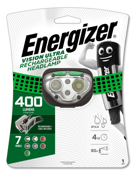 Energizer HDFRLP Vision Ultra Rechargeable 400 Lumen Headlight