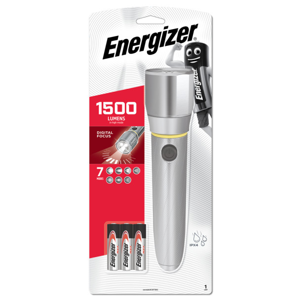 Energizer PMHH61 Vision HD 1500 Lumen Torch in retail packaging with Digital Focus and MAXVIZ technology