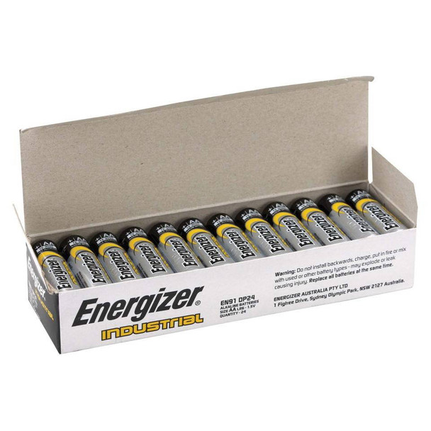Energizer EN91 Industrial 1.5V AA Alkaline Battery 24 pack box