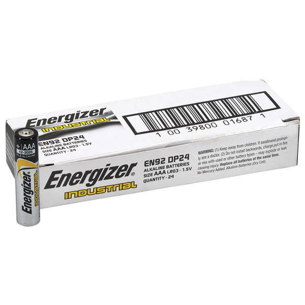 Energizer EN92 Industrial 1.5V AAA Alkaline Battery 24 pack box
