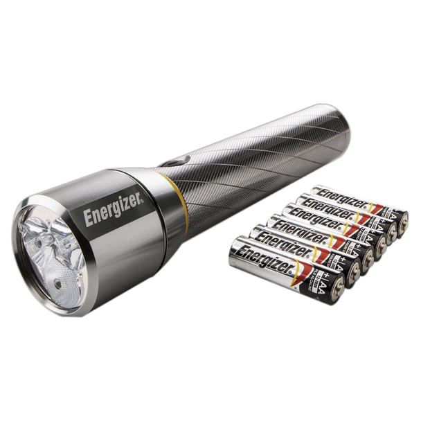 Compact Energizer PMZH611 230m beam torch with included 6 AA batteries perfect for camping and adventure