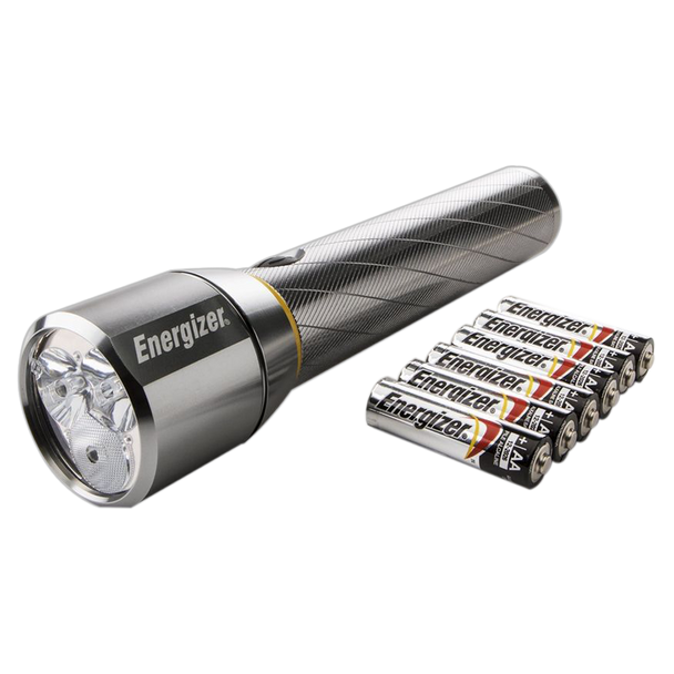 Compact Energizer PMZH611 230m beam torch with included 6 AA batteries perfect for camping and adventure