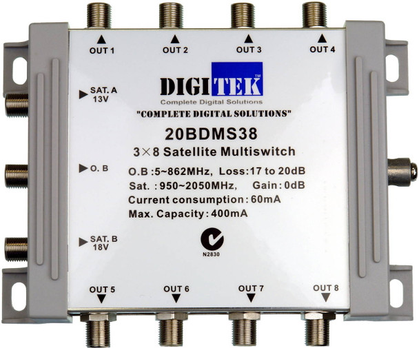 High-performance Digitek 3x8 multiswitch for satellite distribution