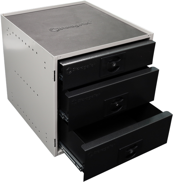 StorageTek cabinet 2 large 1 small drawer black