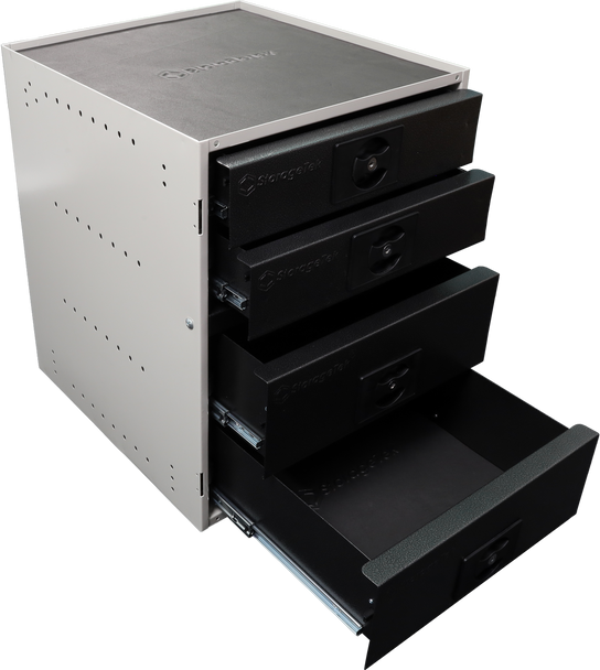 StorageTek cabinet 2 large 2 small drawers black