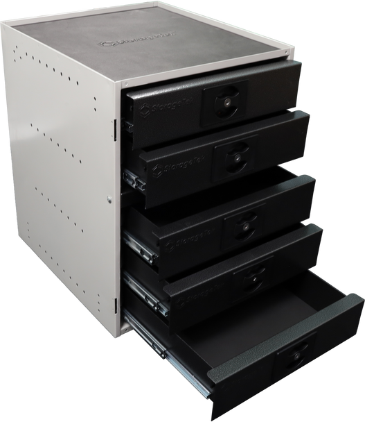 Modular black StorageTek storage cabinet 5 drawers