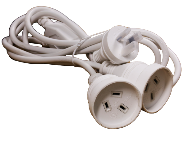 Australian standard 1.8m dual socket Y extension cord