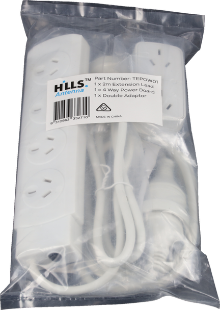 Hills Antenna Power Pack - 2M Power Extension Lead + 4 Way Power Board + Vertical Double Adaptor