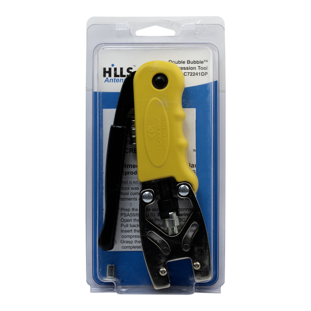 Yellow-grip Double Bubble compression tool for RG59 RG6 coax cables