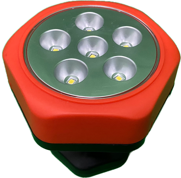 Rotating magnetic LED work light for garage and workshop tasks