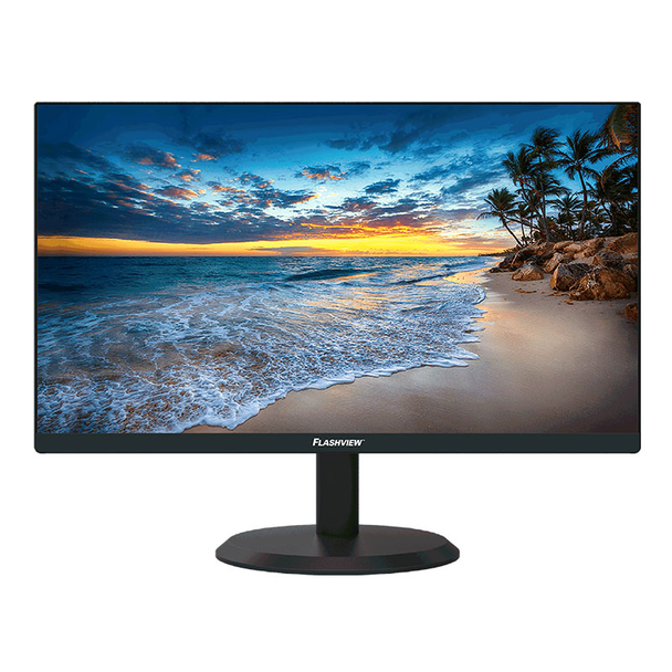 Flashview LCDFL22G 21.5" 1080p LCD surveillance monitor displaying CCTV feed with HDMI and VGA inputs