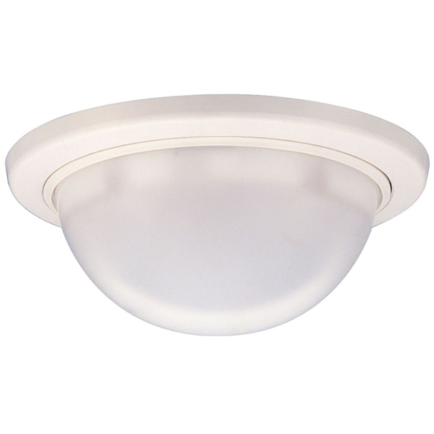 Close-up of Takex PIR-T68R slim design (Ø120 x 47mm) with adjustable sensitivity dial for 60-120% infrared levels.