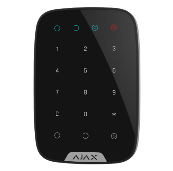 Black Ajax 2-Way Wireless Touch KeyPad with panic button and 200 passcode support for Ajax security systems