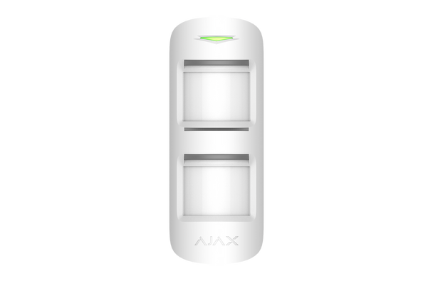 White Ajax MotionProtect Outdoor 2-way wireless PIR detector with twin sensors for 15m adjustable perimeter detection