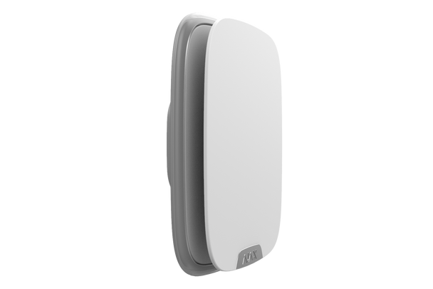 Side angle view of Ajax Brandplate white panel on Streetsiren DoubleDeck, featuring clip lock and tamper protection for branding