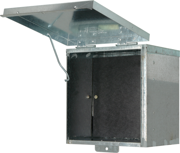 12 x 12 inch galvanised steel meter box with removable hinged door