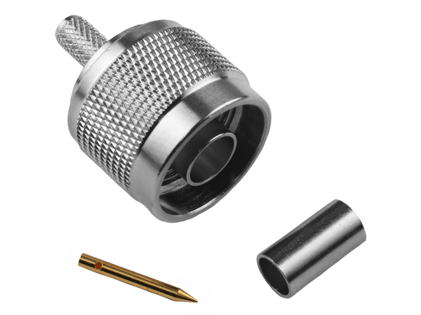 Hills Antenna N Connector Male Crimp for LL195 & RG-58 Mini Cable - Nickel Plated Body