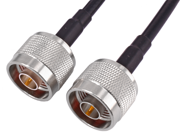 Clear close-up of Hills Antenna N Male Connectors in LL400 50M Patch Lead