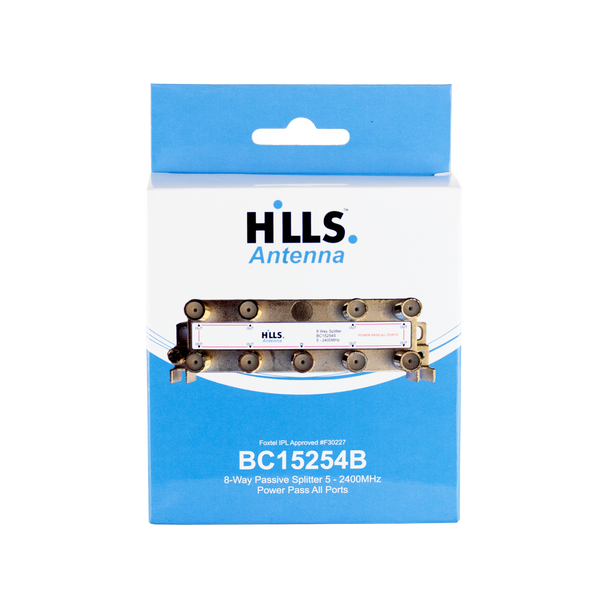 Hills Antenna BC15254B 8-Way Passive Splitter – TV & Satellite Signal Distribution