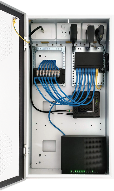 Hills Antenna Home Hub Enclosure – Flexible NBN, Data, AV & TV Enclosure, White Powder-Coated