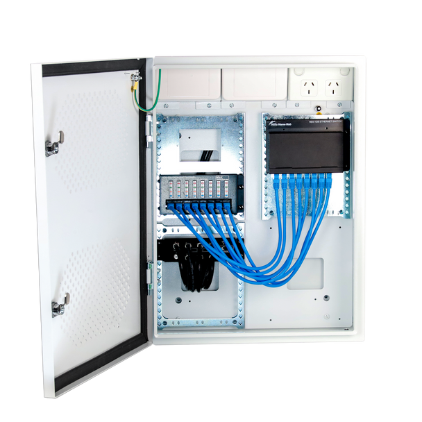 Hills Antenna Home Hub Enclosure – Flexible NBN, Data, AV & TV Enclosure, White Powder-Coated