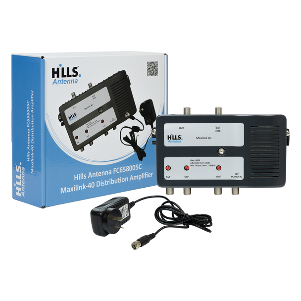 Hills Maxilink-40 distribution amplifier with included 12VDC power supply