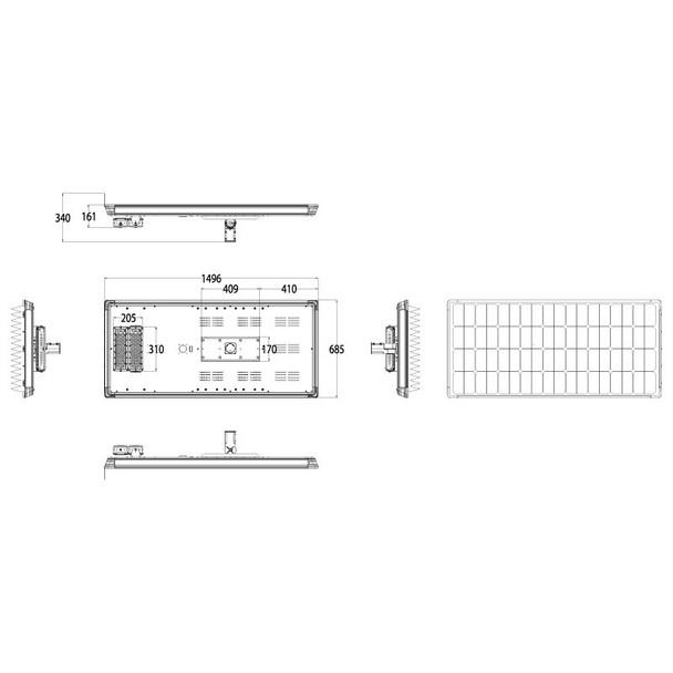 ENSA SSL-B 60W solar motion LED street light dimensions