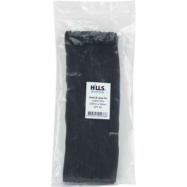 Hills Antenna 250mm Hook and Loop Cable Ties - 50 Pack