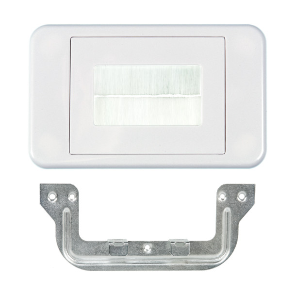 Flat Media Style White Wallplate with C-Clip Front View Flat Media Style White Wallplate with C-Clip Front View