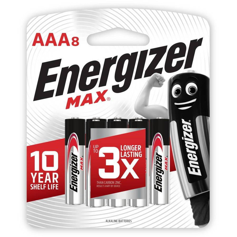 Energizer Max E92BP8TN AAA Battery 8 Pack front view