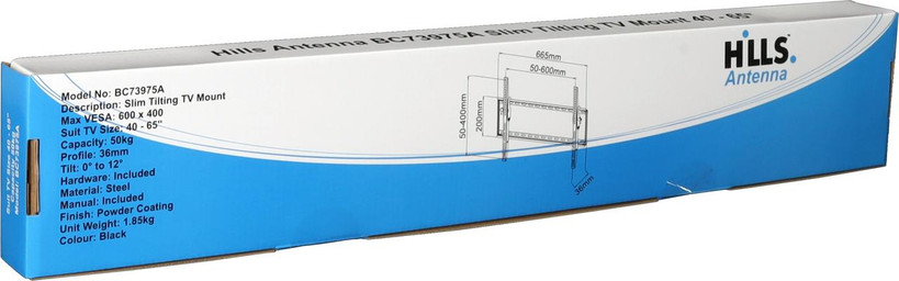 Hills Antenna BC73975A mounting hardware and manual in display box