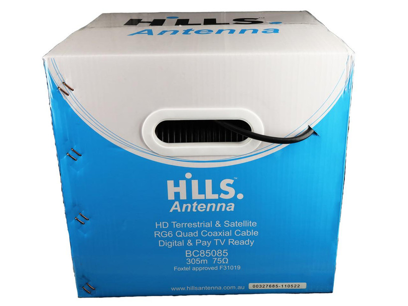 Hills Antenna Smart Reel Box 305 m quad shield coaxial cable ready for professional antenna installation